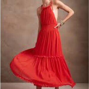 Banana Republic Red Tiered Halter Maxi dress